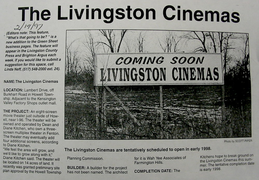 Livingston Cinemas (Cancelled) - 1997 Article